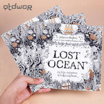 1 PC 24 Pages English Edition Lost Ocean Inky Coloring Book for Kids Adult Relieve Stress Kill Time Graffiti Drawing Art Books